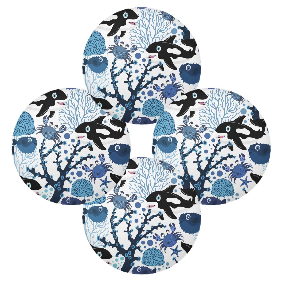 Premium Fish Coral Crab Whale Placemats for Dining Table - 15.4 Inch Waterproof Holiday Table Mats for Home Decor & Kitchen Use | Perfect for Beach-Themed Parties, Family Gatherings & Everyday Dining