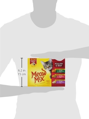 Meow Mix Tender Favorites Poultry & Beef Variety Pack Cat Food - 12 Count (2.75-Oz Cups) - Wet Cat Food for Adult Cats - Perfect for Mealtime, Travel & Treats