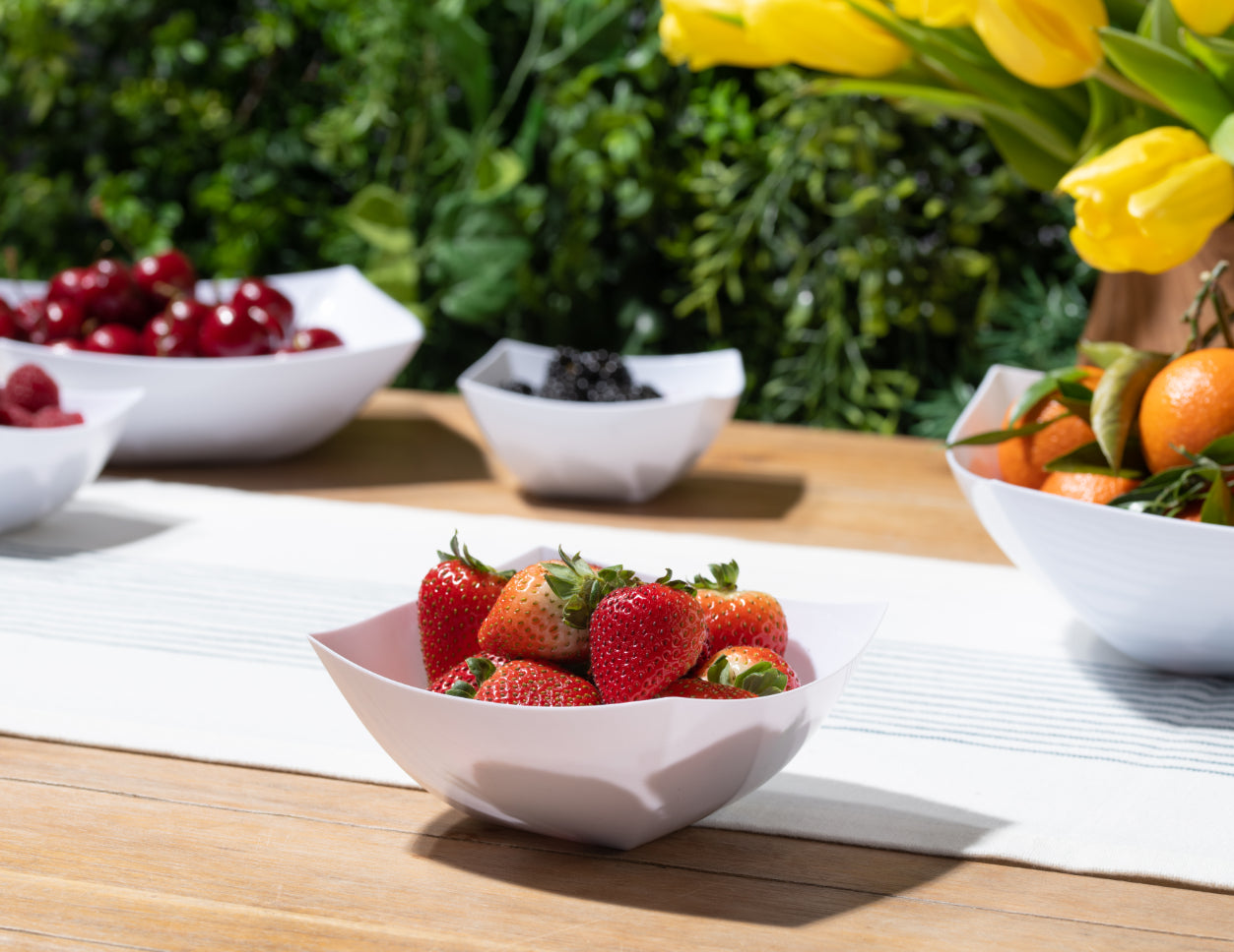 4-Pack Square Fancy White Serving Bowls - Elegant Porcelain Dishware for Salads, Desserts, Parties & Home Decor | Durable & Stylish Kitchenware