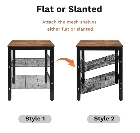 2 Pack Boho Nightstand Set - 3 Tier Rustic End Tables with Storage for Bedroom & Living Room, Modern Bedside Tables - Perfect for Small Spaces, Apartment Decor & Guest Rooms