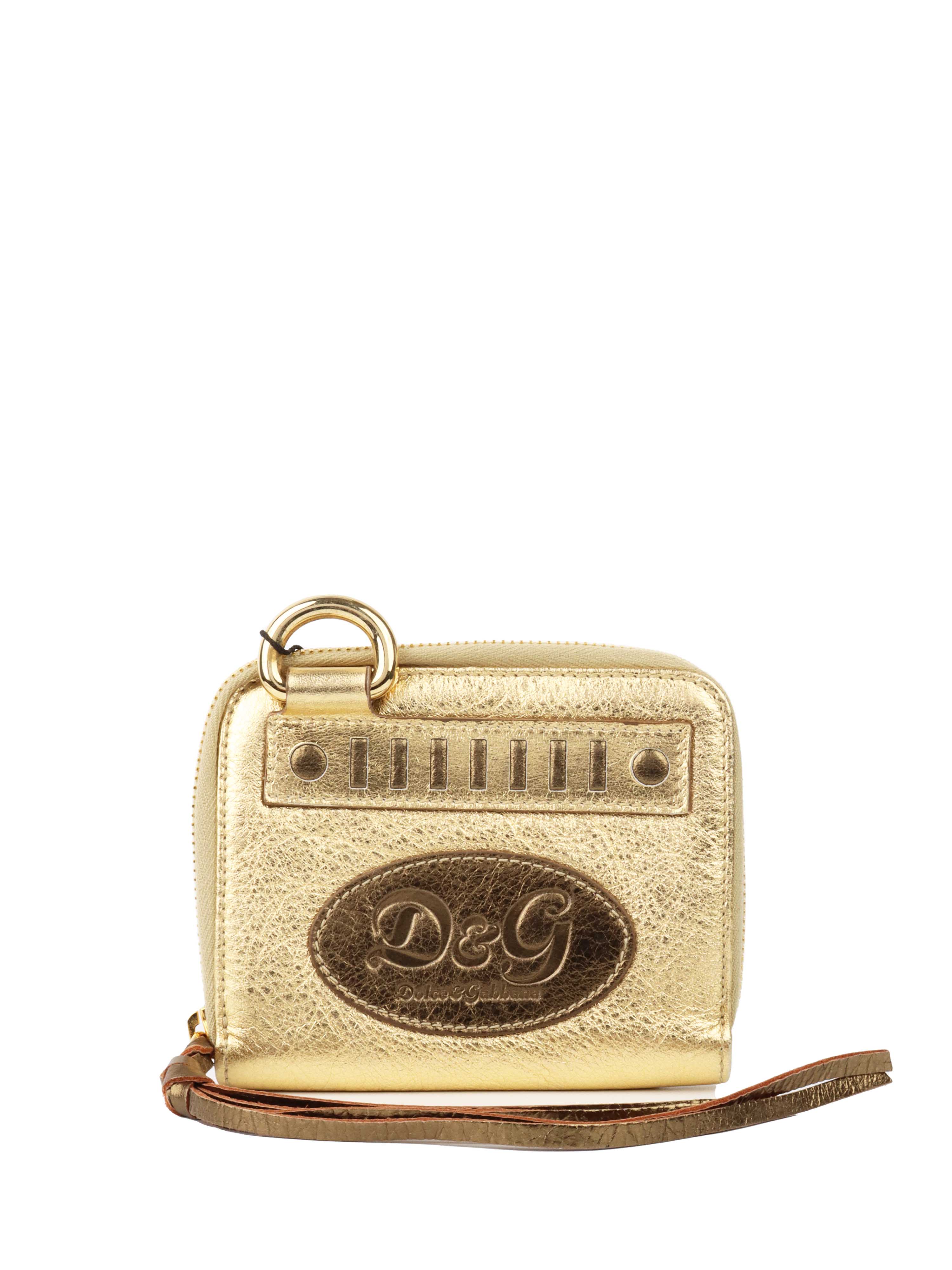 Dolce & Gabbana Women's Gold-Tone Leather Wallet on Chain Crossbody Bag - Perfect for Evening Parties, Date Nights & Special Occasions