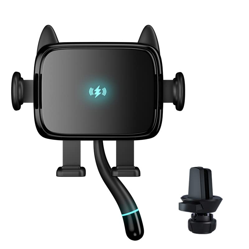 15W Fast Wireless Car Charger Mount - Auto-Clamping Phone Holder for iPhone 13/12/11/X Series & Samsung Galaxy S10/S9/Note10 - Perfect for Safe Driving & Hands-Free Charging (Black)