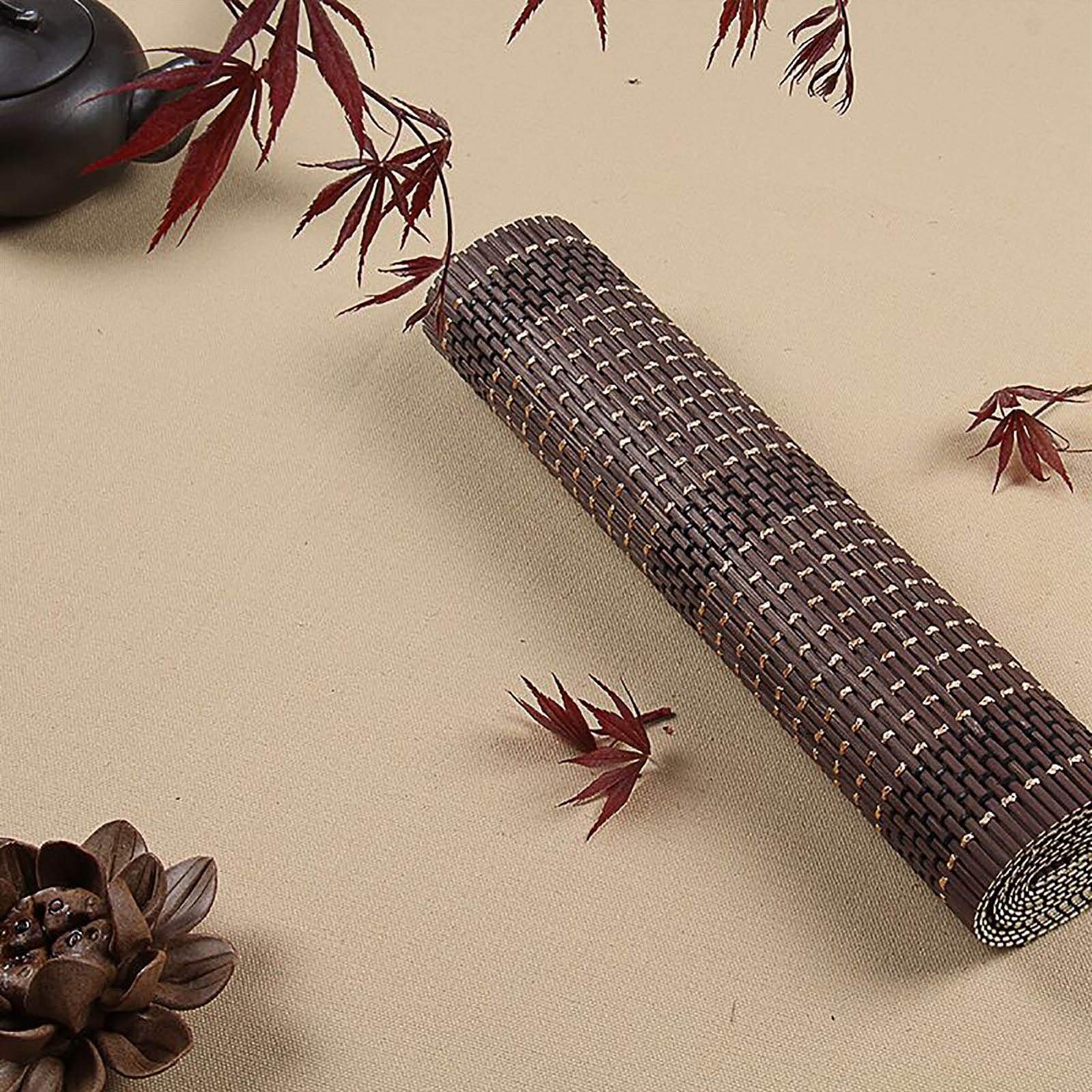 Japanese Style Waterproof Table Runner - Natural Bamboo Silk Weave for Dining & Party Decor