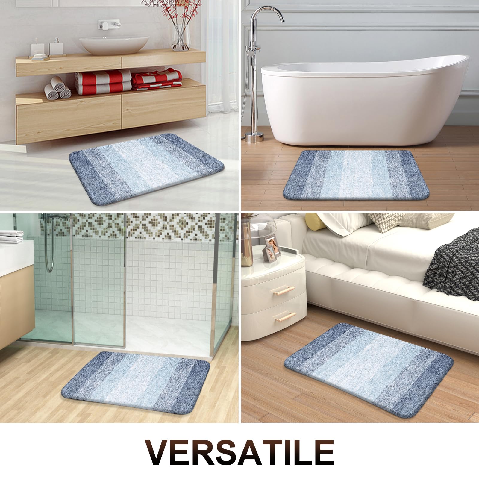 Olanly 2-Piece Soft Absorbent Microfiber Bathroom Rug Set - Non-Slip Machine Washable Plush Shaggy Bath Mats (30