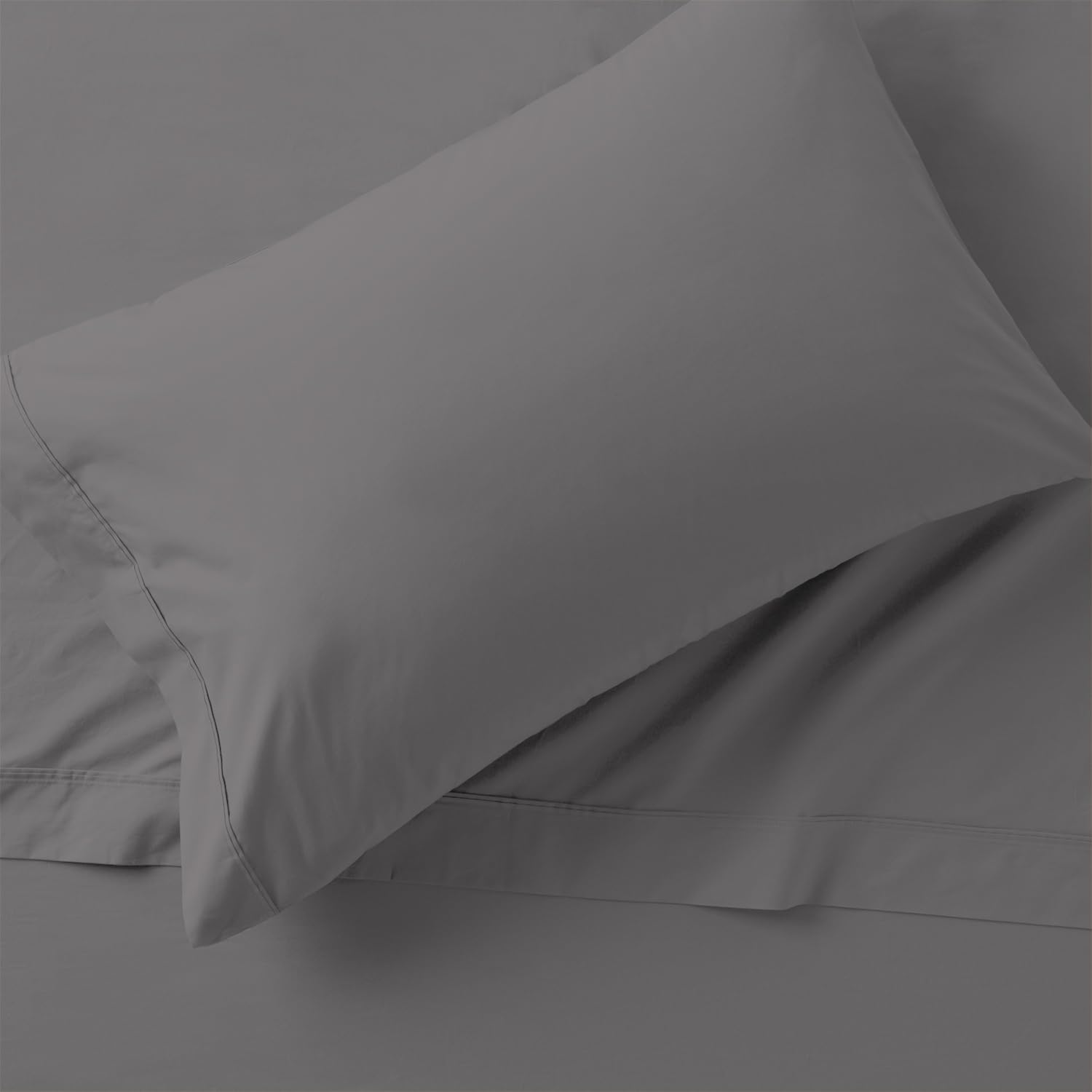 Premium 100% Organic Cotton Dark Gray Pillowcase Set - Ultra Soft Brushed Fabric for All-Season Comfort | Hypoallergenic & Skin-Friendly Bedding | Perfect for Winter Nights, Guest Rooms & Cozy Home Decor