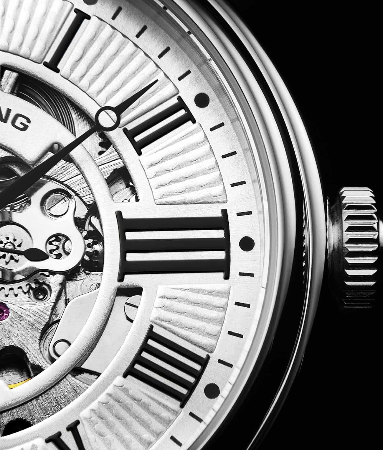 Atrium 4031 Automatic 42mm Skeleton Watch for Men - Luxury Stainless Steel Mechanical Timepiece - Perfect for Business, Formal Events & Everyday Wear