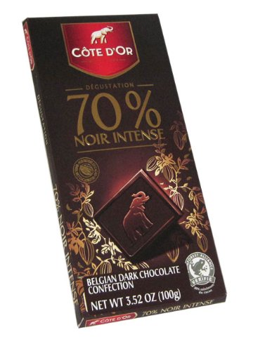 Premium Cote d'Or Dark Chocolate Bars 70% Cocoa - Pack of 20 - Rich Belgian Chocolate for Baking, Gifts & Healthy Snacking