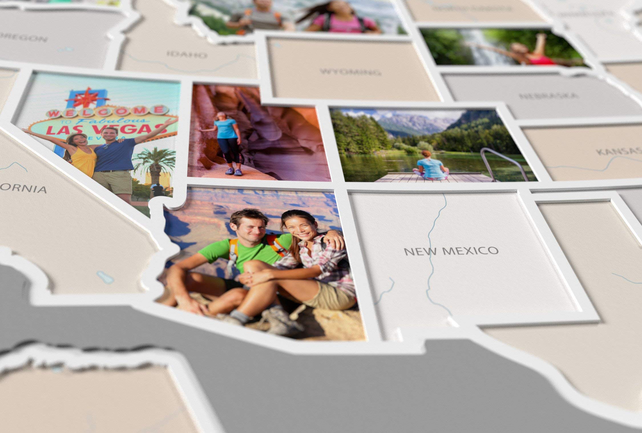 50 States USA Photo Map - Customizable Frame Options (Driftwood or Black) - Handmade in America - Perfect for Home Decor, Office Wall Art & Patriotic Gifts