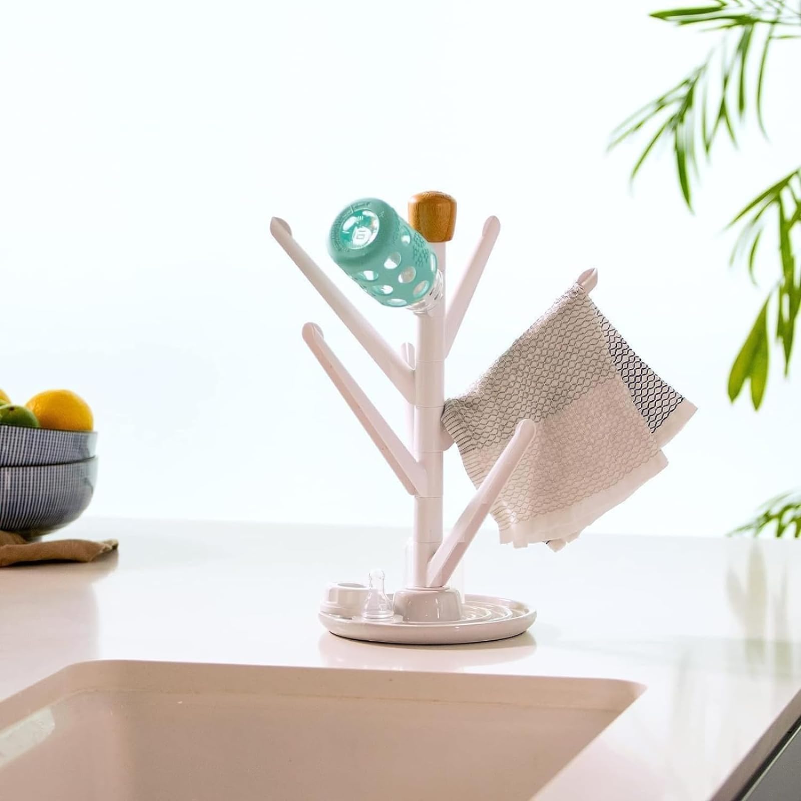 Full Circle Branch Out Kitchen Sink Accessories Set - White Sinkside Organizer for Sponges, Brushes & Soap | Perfect for Kitchen Countertop & Bathroom Sink Organization