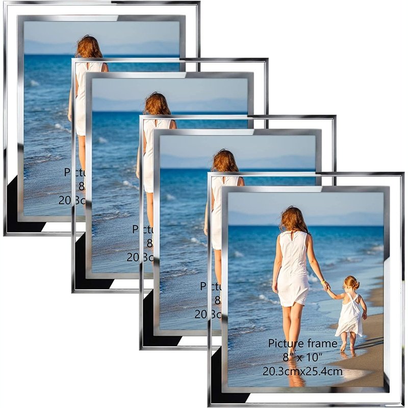 Elegant Silver & Glass Tabletop Picture Frames - Perfect for Home Decor, Office Display & Gift Giving - 5x7, 8x10 Sizes Available