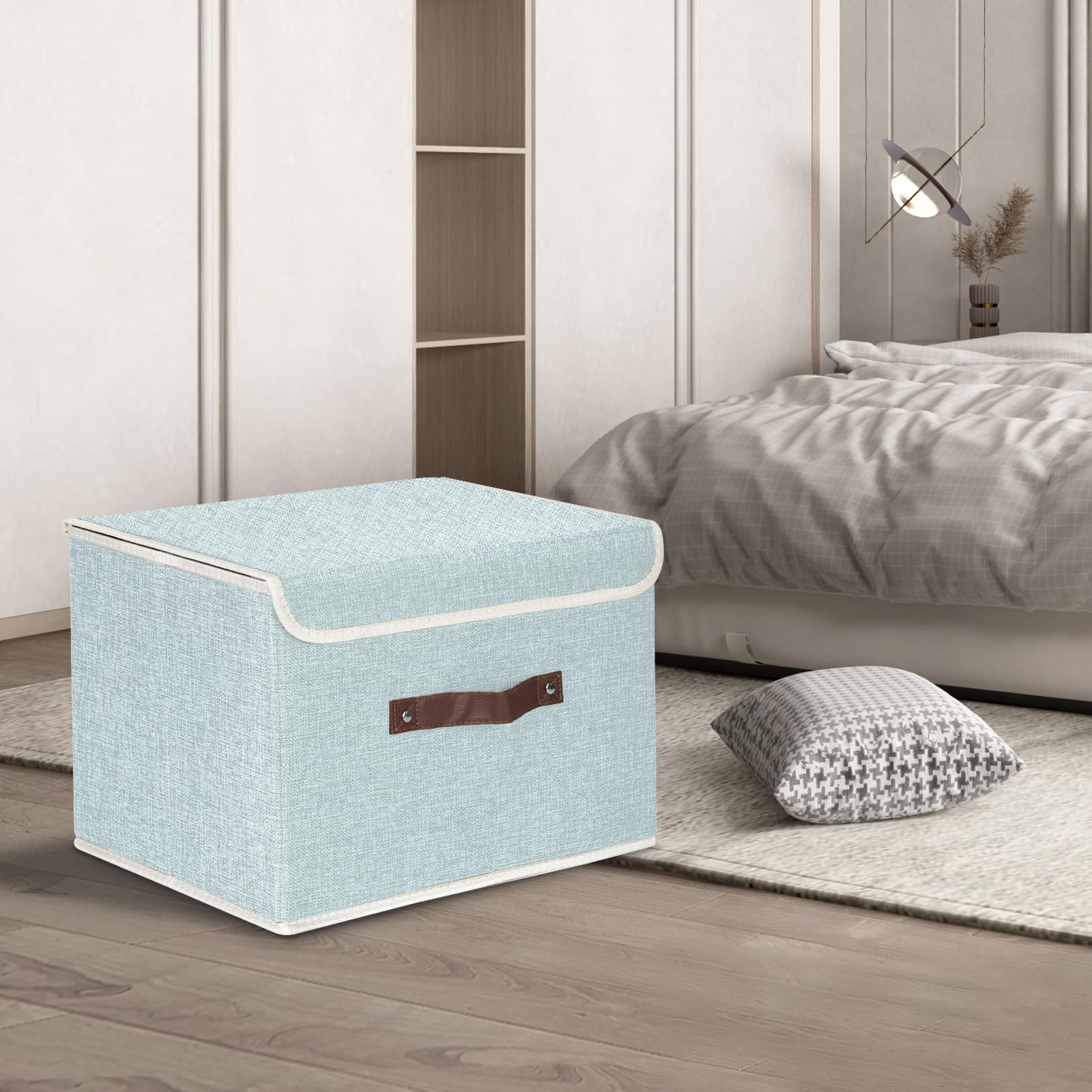 Foldable Fabric Storage Boxes 5-Pack - Closet & Office Organizers for Clothes & Toys | Aqua Spring
