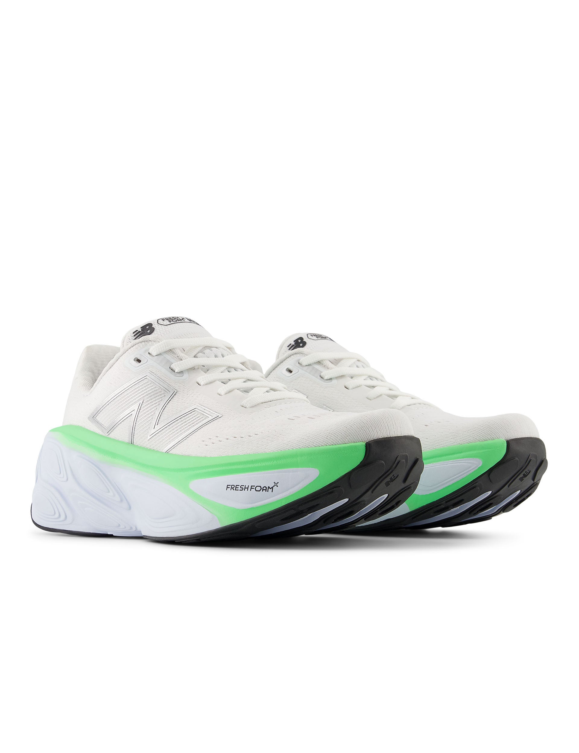 New Balance Fresh Foam X More v5 Running Shoes - White/Ice Blue/Electric Jade - Cushioned Comfort for Long-Distance Running & Daily Training