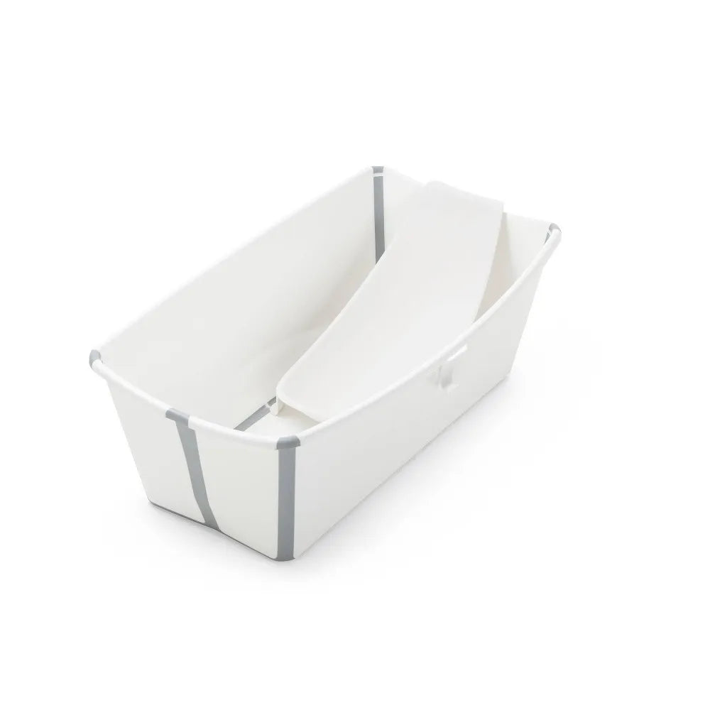 Stokke Flexi Bath Baby Bathtub Bundle in White - Foldable & Portable Infant Tub for Newborns to Toddlers - Perfect for Home, Travel & Outdoor Use