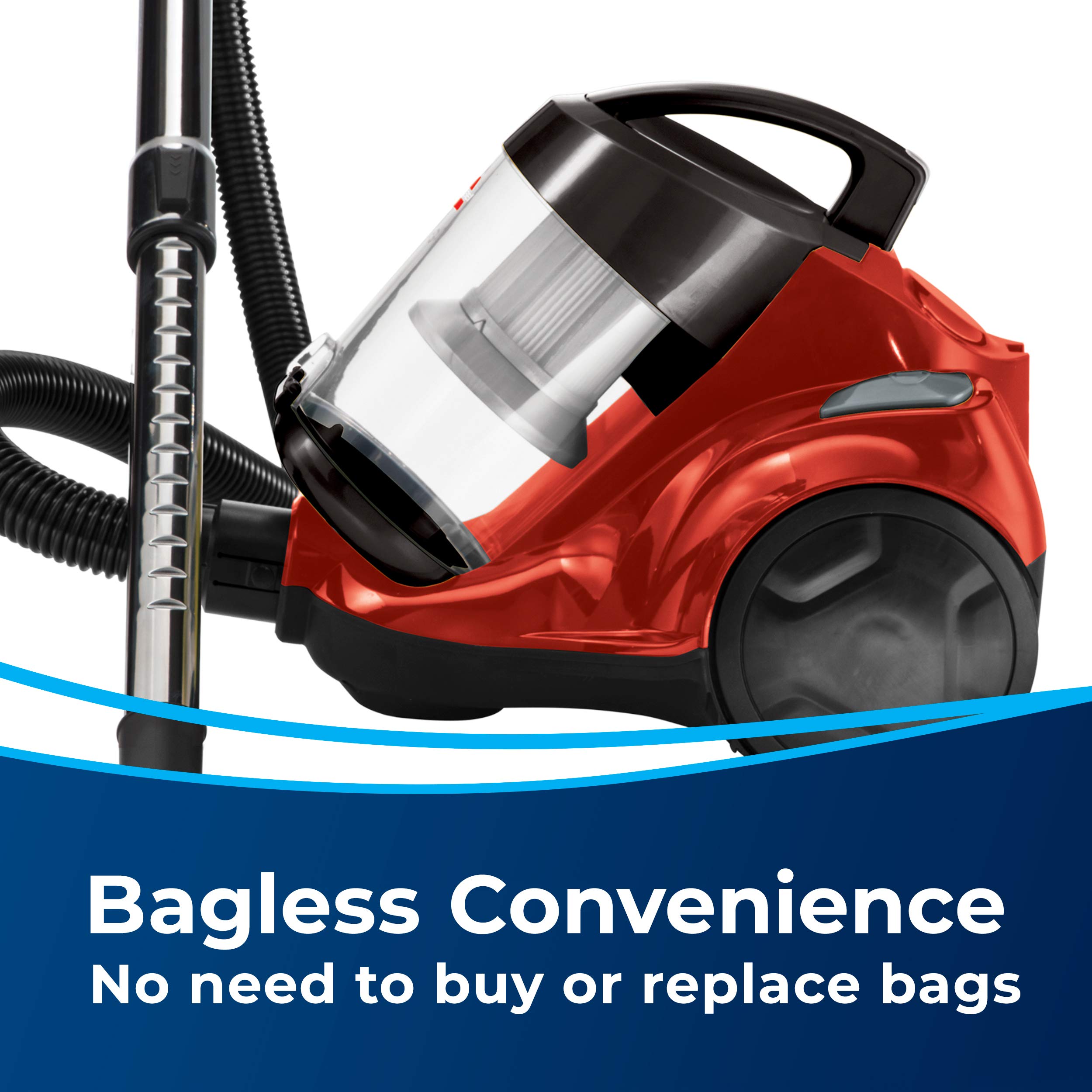 Bissell Zing 21565 Bagless Canister Vacuum Cleaner - Lightweight & Compact for Hard Floors & Low-Pile Carpets - Powerful Straight Suction - Ideal for Apartments, Small Homes & Quick Cleanups