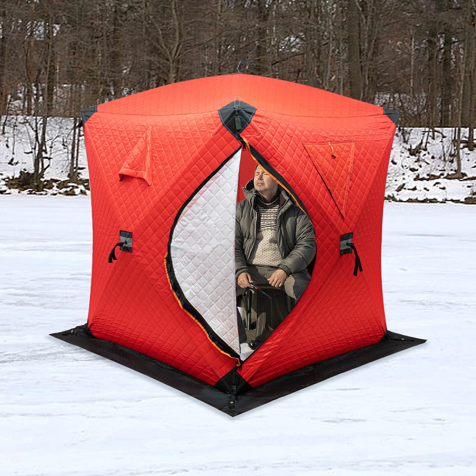 3-Person Portable Ice Fishing Tent - Windproof & Waterproof Insulated Shelter (35 Sq Ft) for Winter Fishing | Cold Weather Protection & Outdoor Adventure