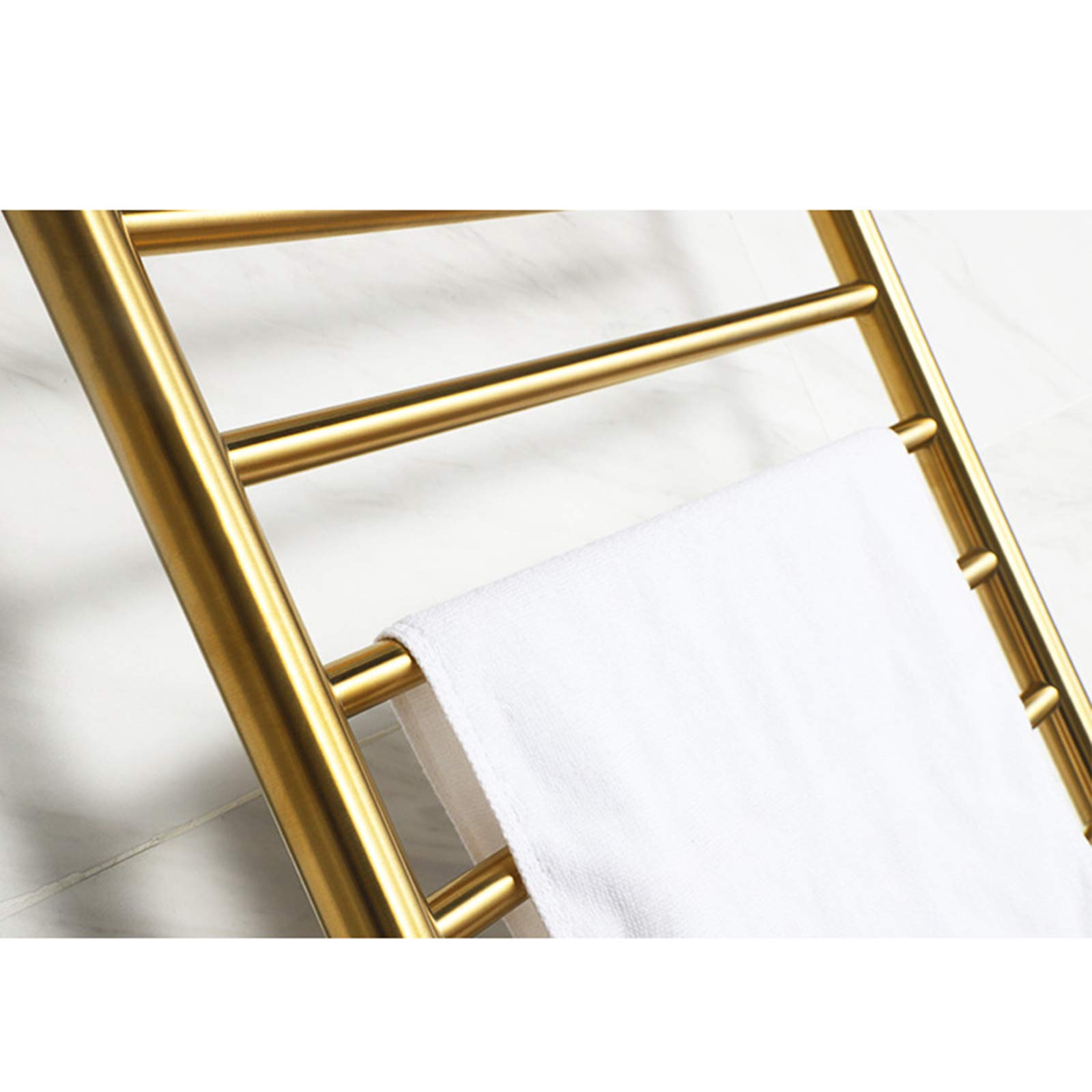 Stainless Steel Electric Heated Towel Warmer Rack - 10-Bar Wall Mounted Bathroom Towel Rail Radiator with Constant Temperature, Gold Finish, Plug-in for Spa, Hotel & Luxury Home Use