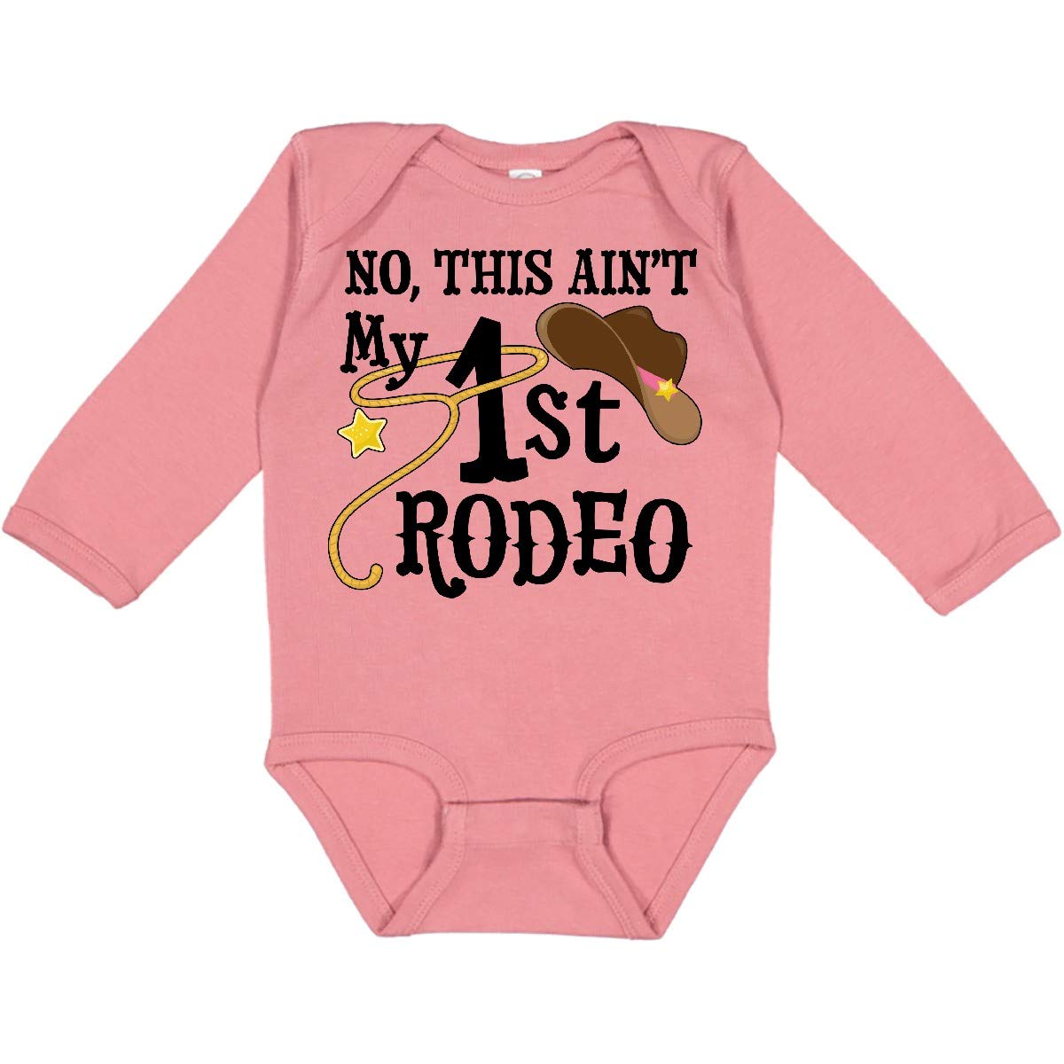 Inktastic 'No, This Ain't My 1st Rodeo' Cowboy Western Theme Long Sleeve Baby Bodysuit - Perfect for Rodeo Events, Western Parties & Cowboy-Themed Photoshoots