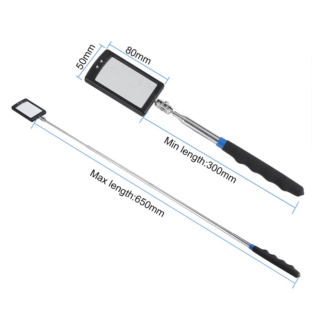 360° Swivel Telescoping Inspection Mirror with LED Light - Flexible, Adjustable & Extendable Tool for Hard-to-Reach & Dark Areas - Perfect for Auto Repair, HVAC, Plumbing & Home Maintenance