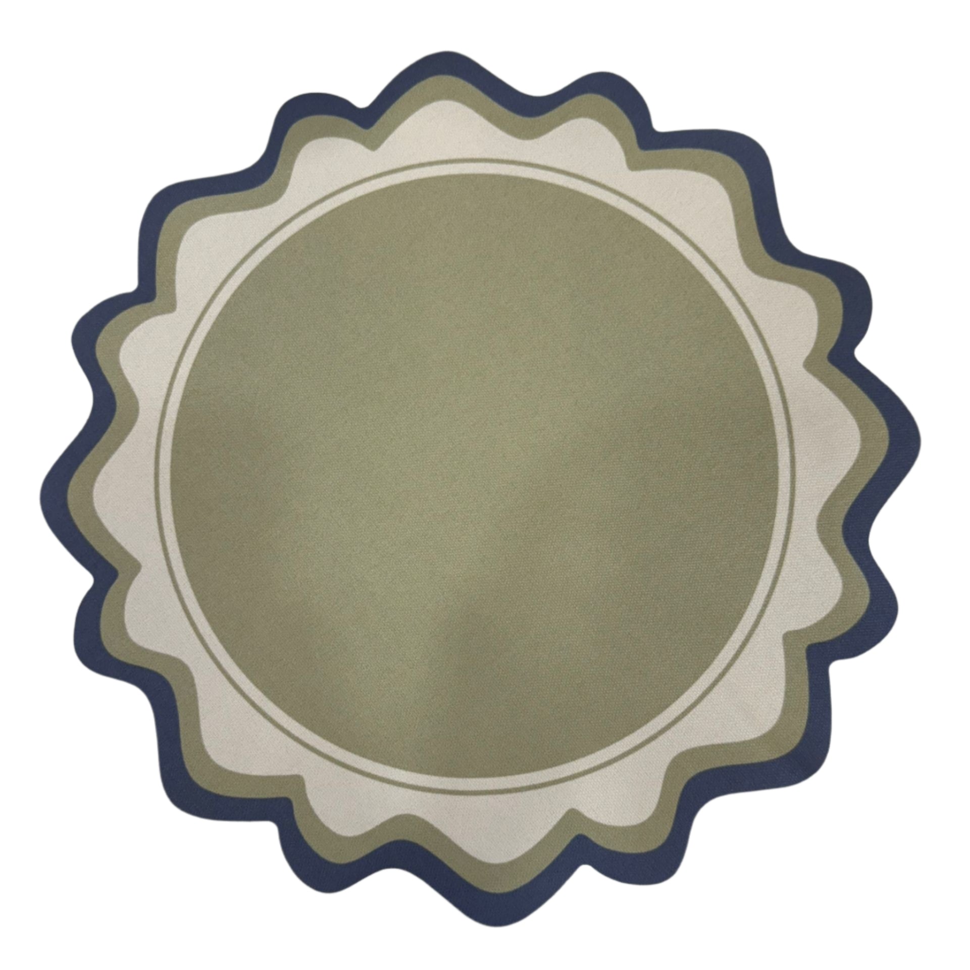 Round Die-Cut Placemats Set of 4 - Cream & Sand Blue Modern Table Mats for Dining, Kitchen, Party Decor, and Home Entertaining
