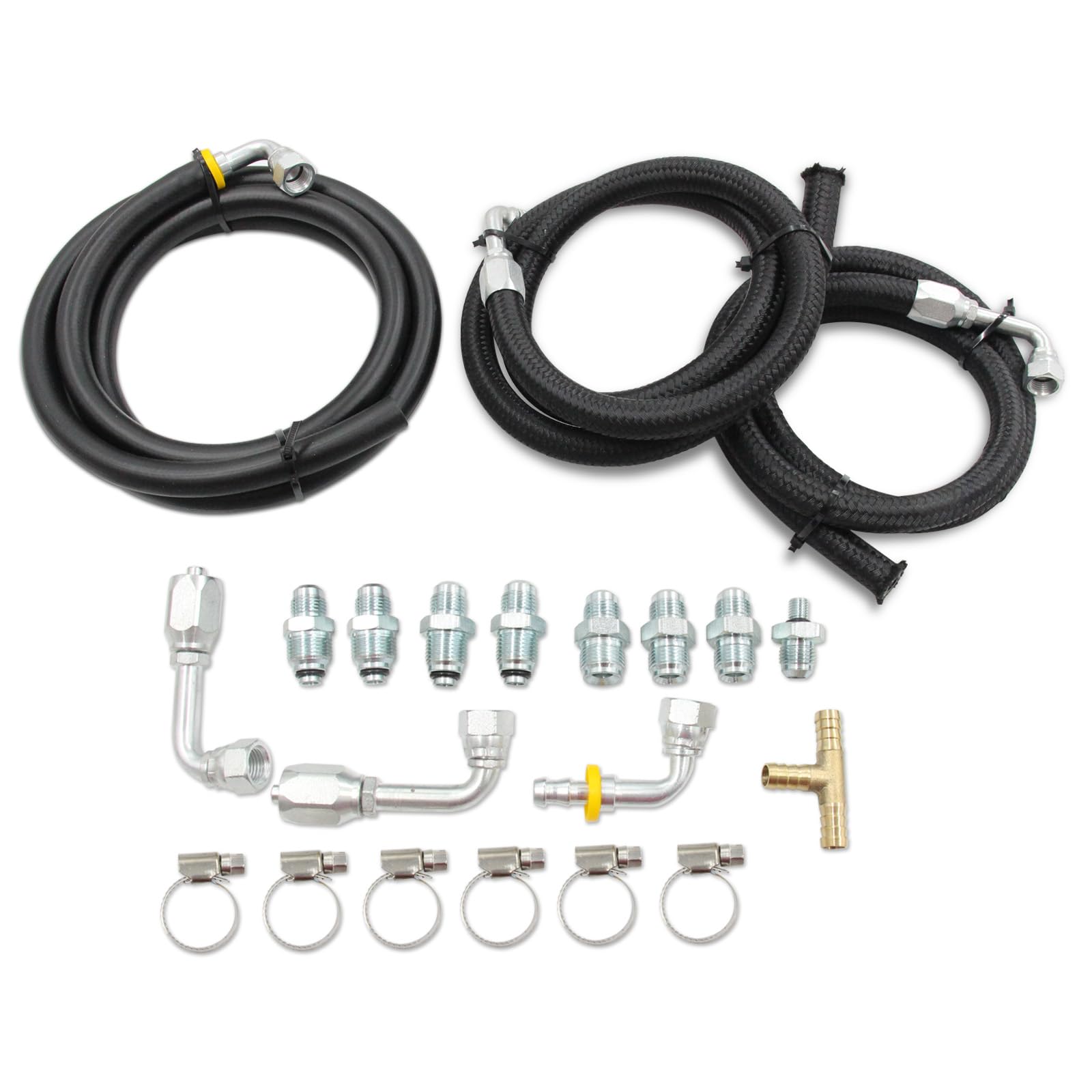 Universal Steering Hose Hookup Kit with Fittings - Compatible with Hydroboost Power Brake Booster System | Perfect for Truck, RV & Off-Road Vehicle Hydraulic Brake Upgrades