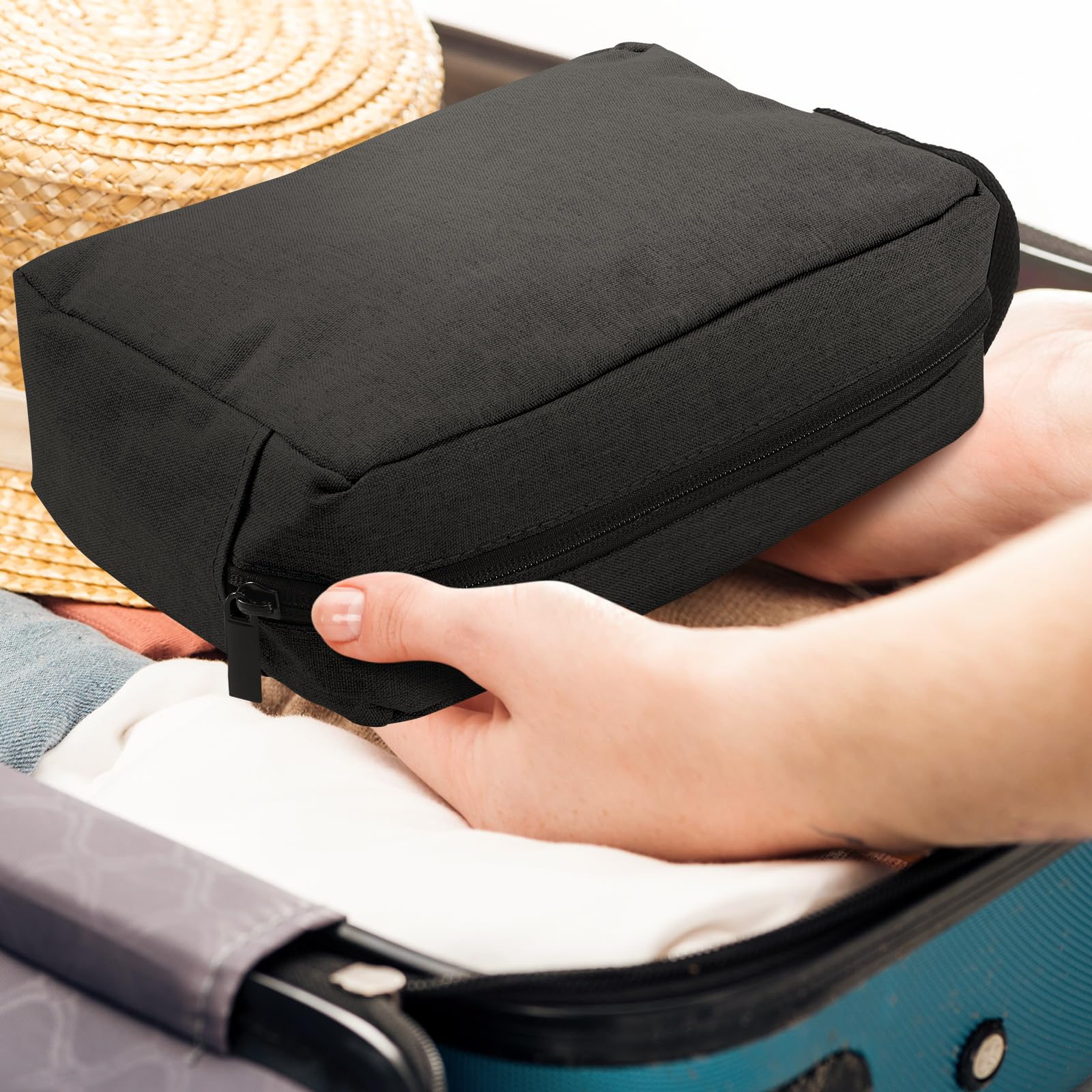 **16 Pcs Travel Toiletry Bag for Women & Men – Large Water-Resistant Hanging Cosmetic Bag with Handle & Divider – Perfect for Shaving, Makeup & Travel Storage (Black)**    *(Ideal for Camping, Gym, Business Trips & Vacation Organization)*