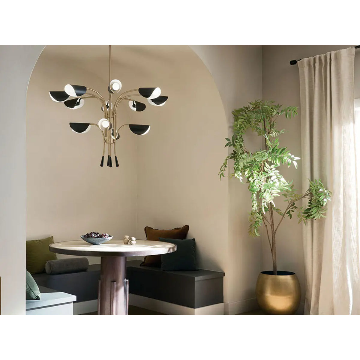 Arcus 46-Inch 12-Light Modern Chandelier for Dining Room, Living Room & Bedroom - Elegant Ceiling Light Fixture with Crystal Accents