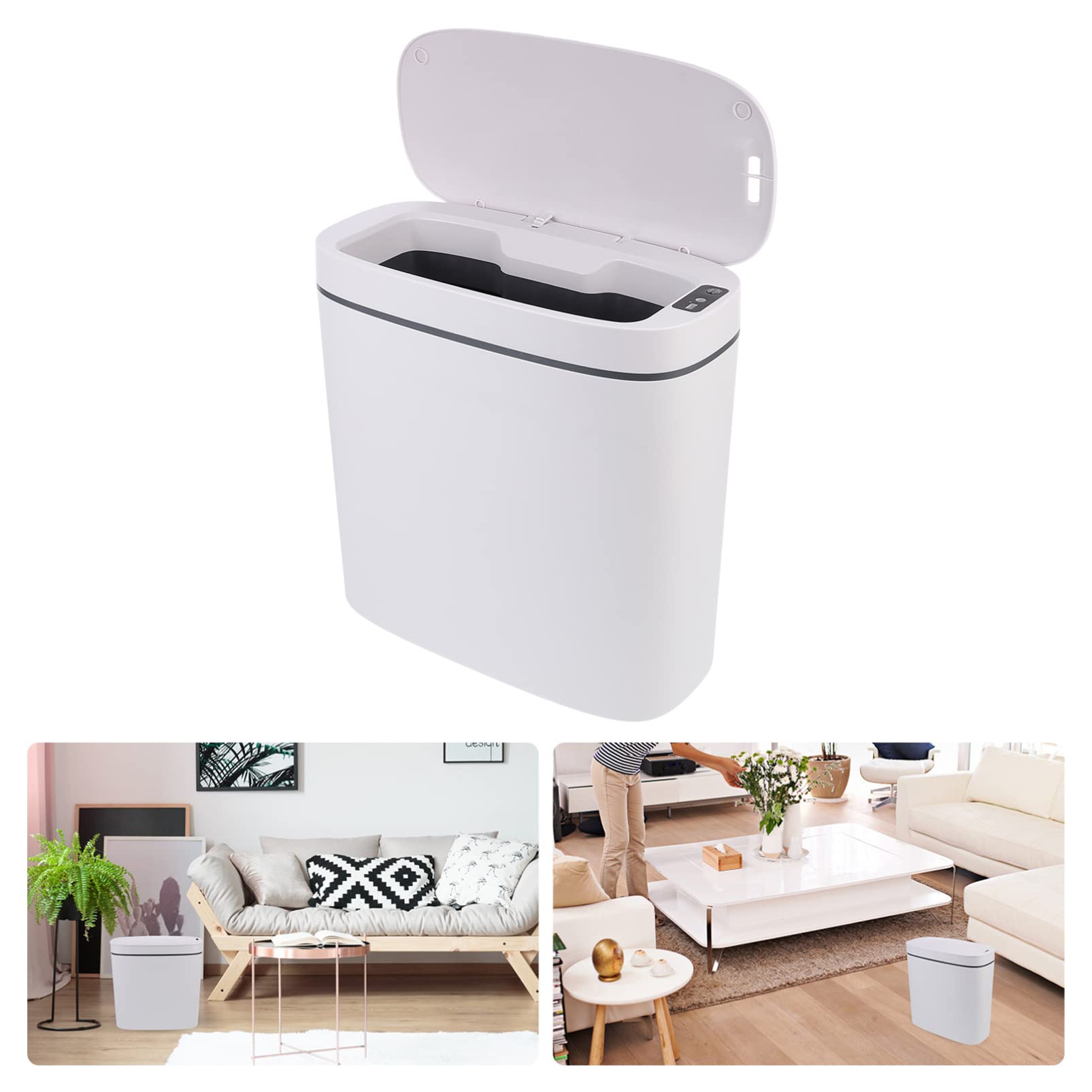 VORCOOL Automatic Motion Sensor Trash Can - 14L Touchless Rectangular Kitchen Garbage Bin with Lid, Plastic Waste Basket for Bathroom, Bedroom, Office & Home Kitchen | Hands-Free, Hygienic & Convenient Disposal