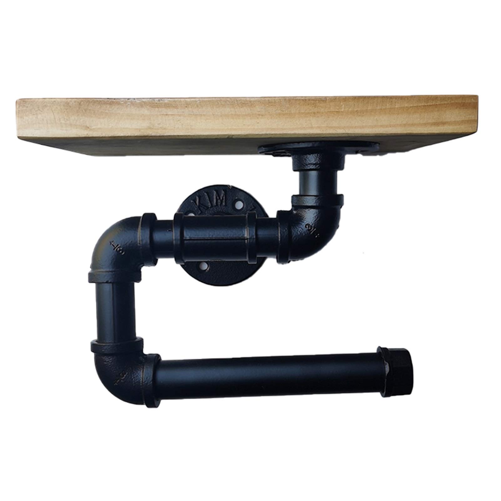Black Metal Wall Mounted Kitchen Paper Towel Holder - 25×15cm Industrial Style Roll Dispenser for Kitchen, Bathroom & Laundry Storage Rack - Perfect for Small Spaces & Water Pipe Shelves Organization