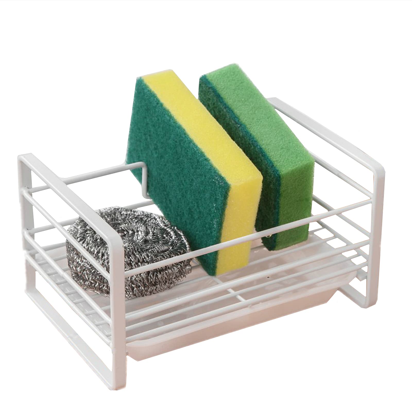 Sponge Storage Rack with Removable Drain Plate - Bathroom & Kitchen Organizer for Soap, Brushes - Perfect for Sink Countertop, Dishwashing Station, Bathroom Storage - Ideal for Kitchen Cleaning Tools & Bathroom Accessories Organization | Keep Your Sponges Dry & Organized in Kitchen, Bathroom, Laundry Room