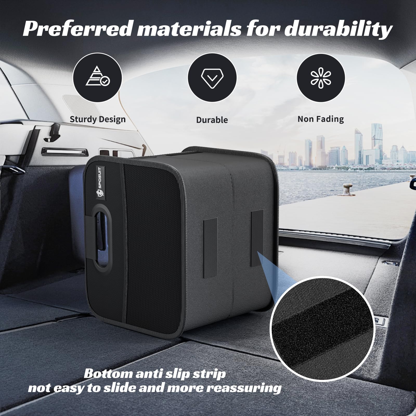 Collapsible Split Trunk Organizer for Cars & SUVs - Reinforced Handles Storage Box for Groceries & Cargo (2-Pack, Black) | Perfect for Road Trips, Shopping & Daily Commute