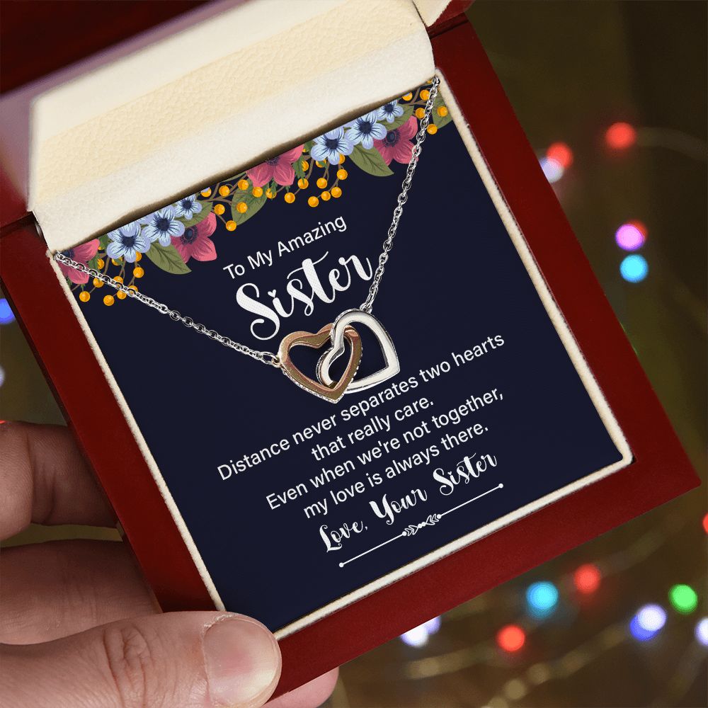 Interlocking Hearts Necklace for Sister - Elegant Christmas & Birthday Gift for Women - Perfect for Anniversaries, Valentine's Day & Special Occasions
