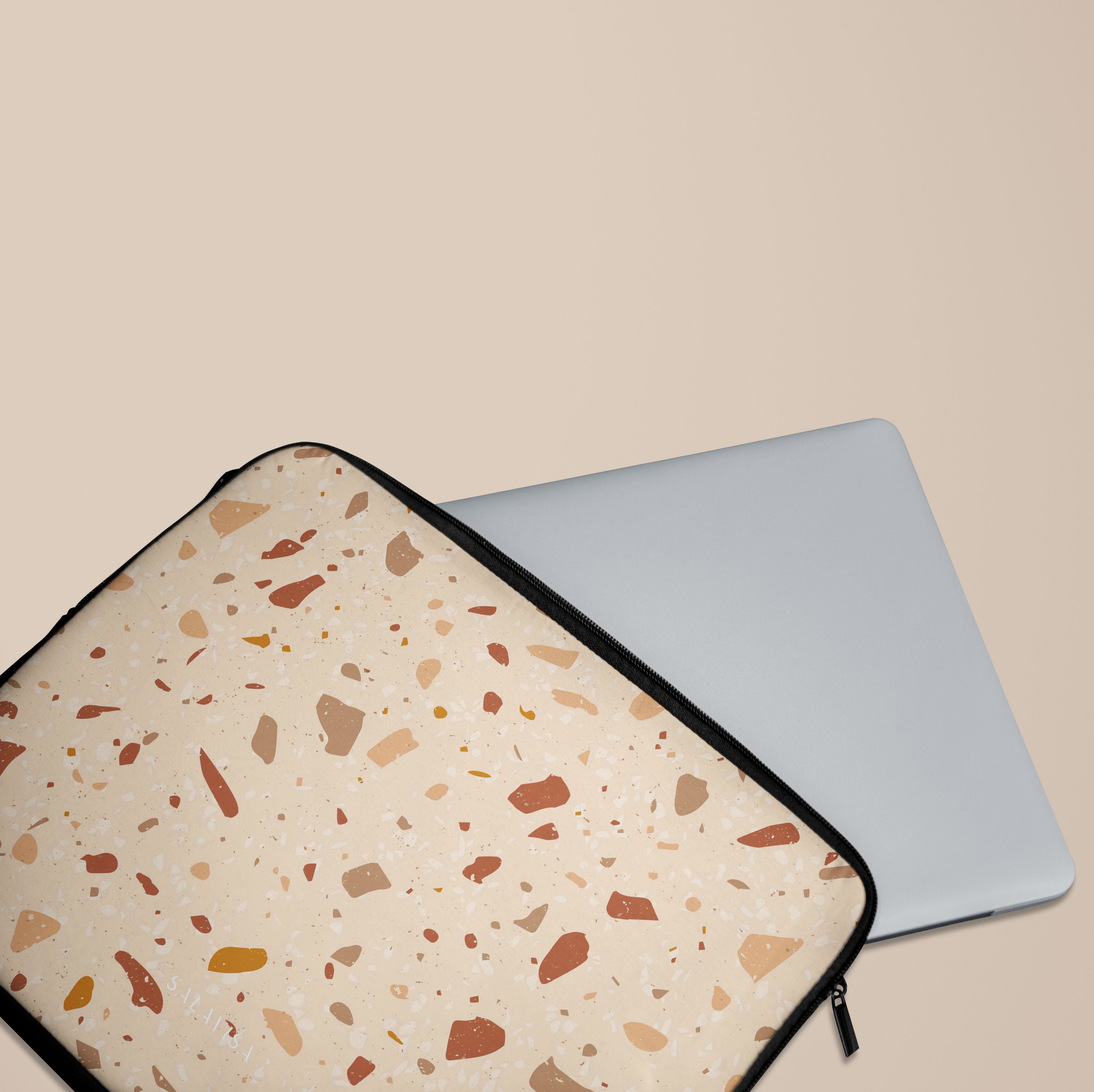 Stylish Cream Terrazzo Pattern Laptop Sleeve Case - Protective 13-15 Inch MacBook Pro/Air Cover - Perfect for Work, Travel & School Accessories