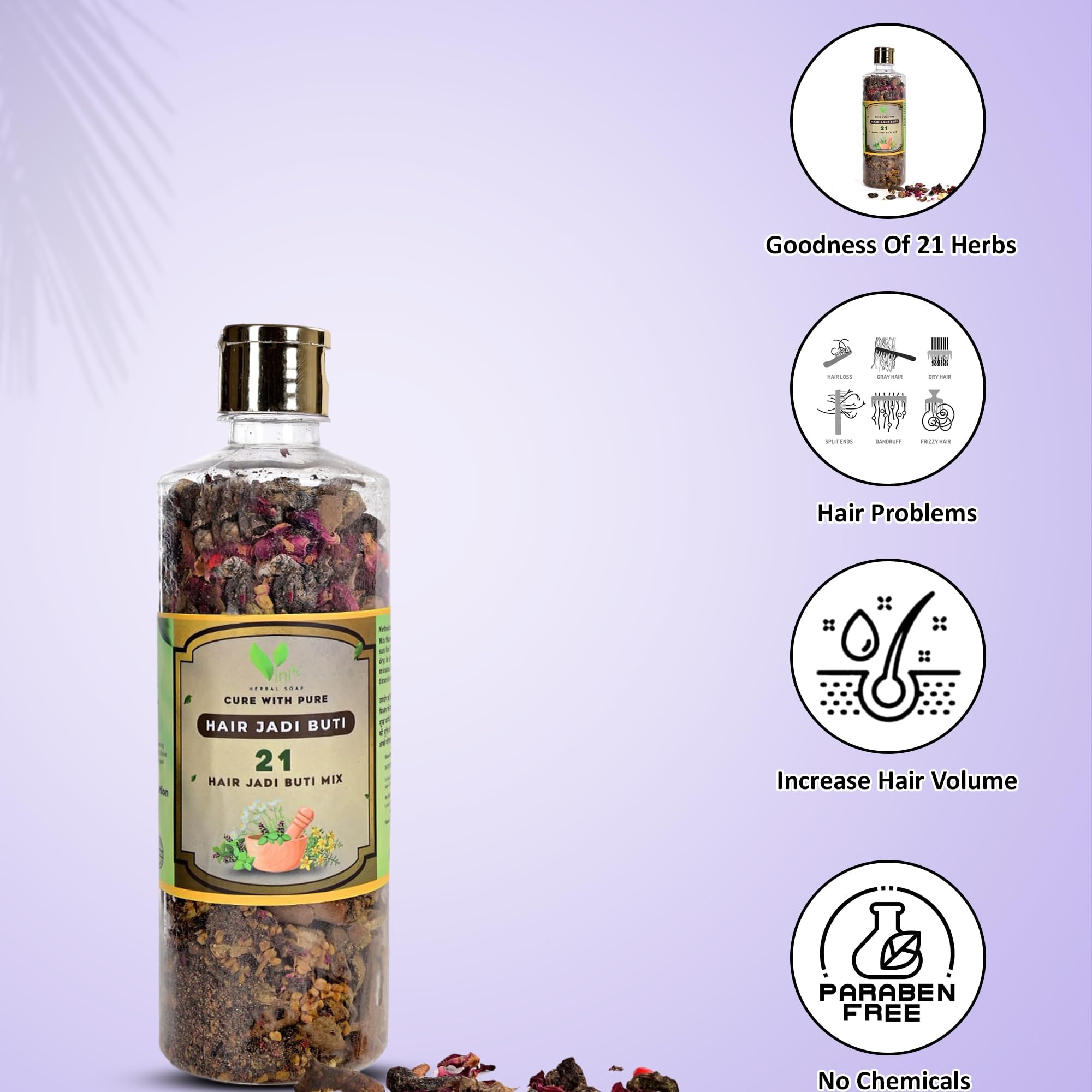 Vini's Herbal Hair Growth Oil Kit | DIY Ayurvedic Hair Treatment with Raw Herbs (Jadibuti) | Natural Solution for Hair Loss, Dandruff & Thinning Hair | Perfect for At-Home Hair Care & Scalp Treatment