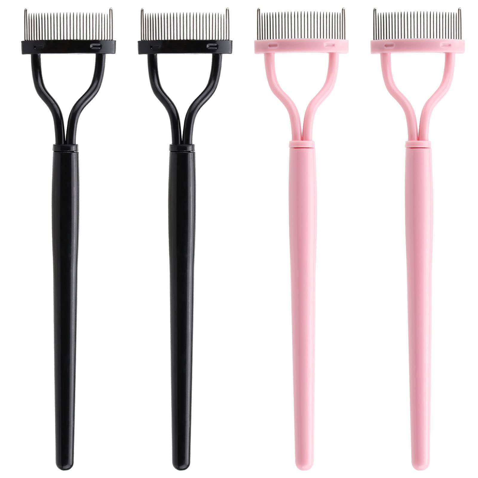 4 Pcs Metal Eyelash Comb & Separator - Mascara Brush with Fine Teeth for Perfect Lash Definition - Ideal for Salon, Home Use & Professional Makeup Artists