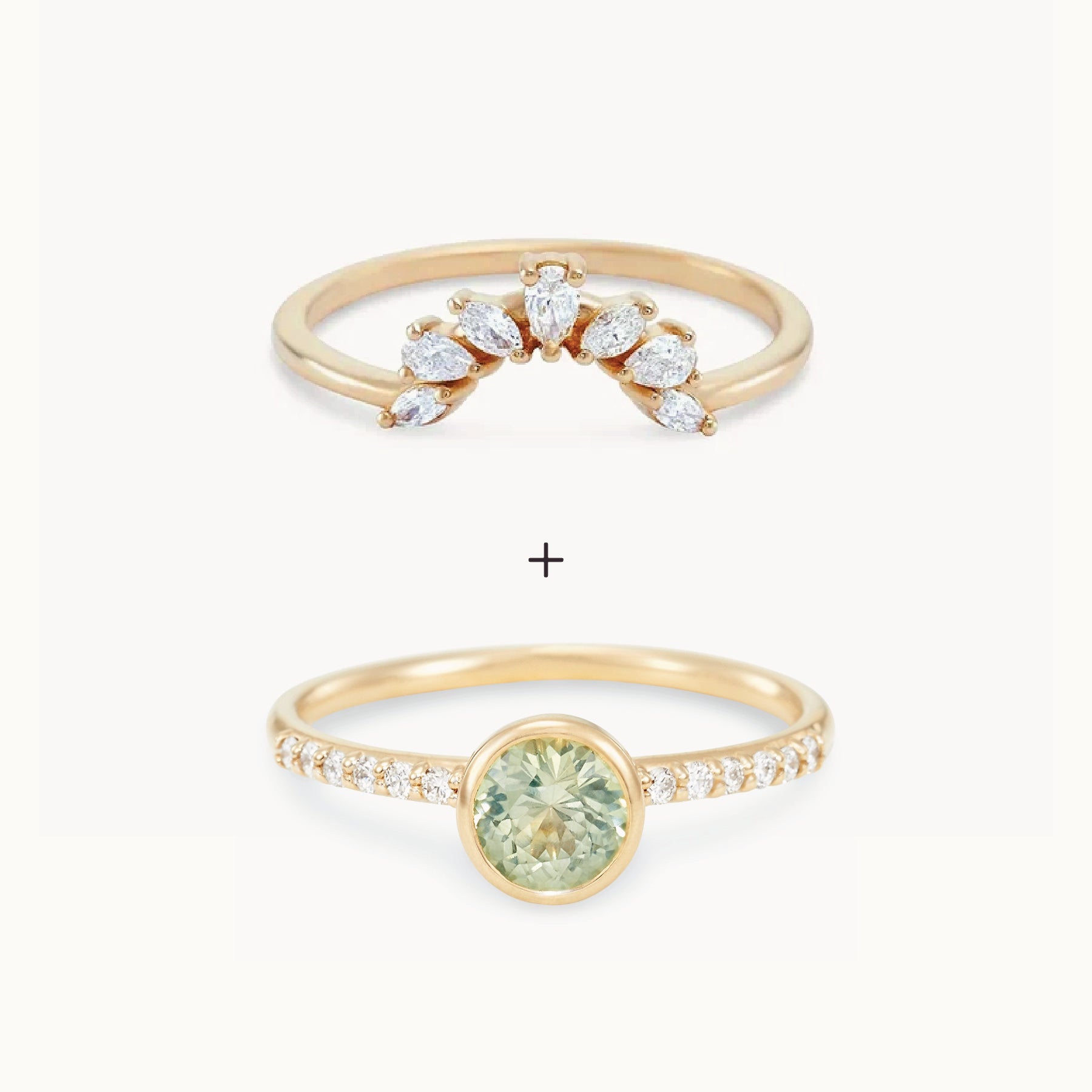 14K Yellow Gold Round Sapphire Moonglow Ring – Unique Handcrafted Jewelry for Women, Perfect for Weddings, Parties & Special Occasions