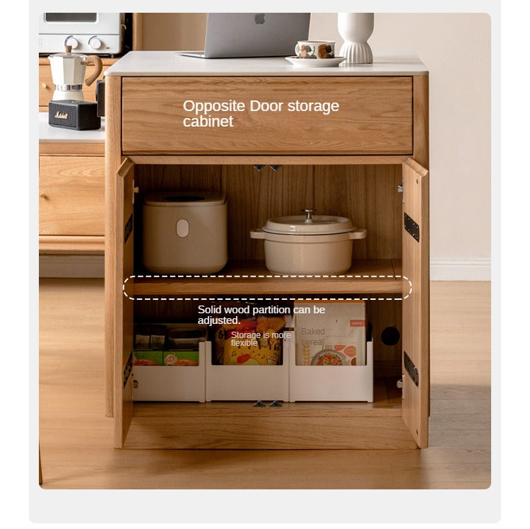 Solid Oak Wood Kitchen Island with Extendable Table and Retractable Cutting Board - Perfect for Small Kitchens, Dining, and Food Prep