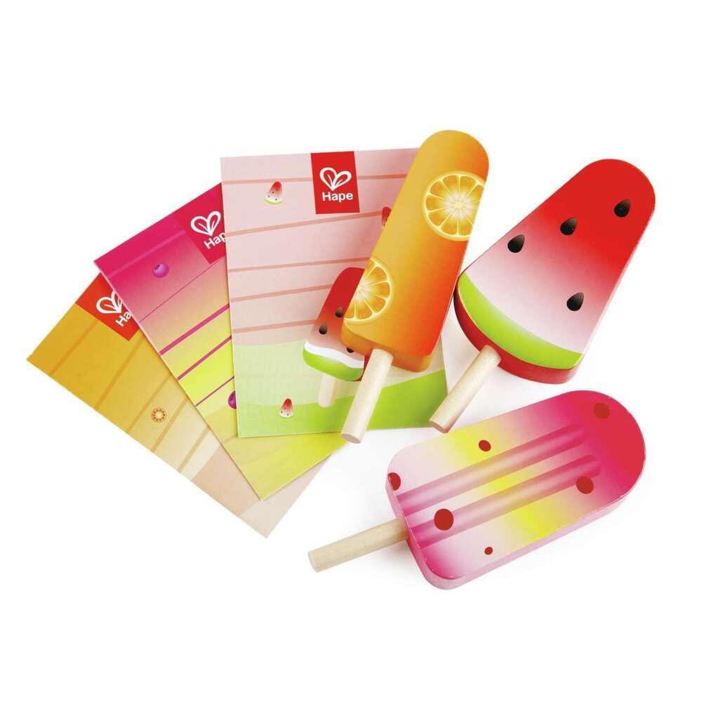Hape Wooden Perfect Popsicles Play Food Set - 12 Piece Pretend Play Ice Cream Toy for Kids - Fun Imaginative Play for Toddlers & Preschoolers - Great for Role Play, Birthday Gifts & Learning Colors
