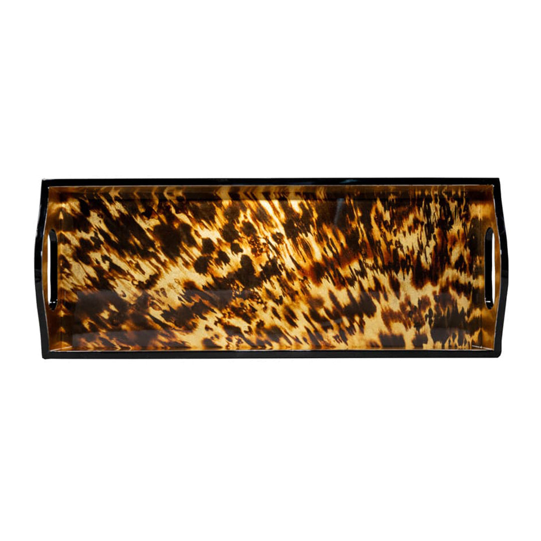 Elegant Tortoiseshell Lacquer Bar Tray - Premium Serving Tray for Cocktails, Drinks & Entertaining - Perfect for Home Bars, Parties & Gift Giving