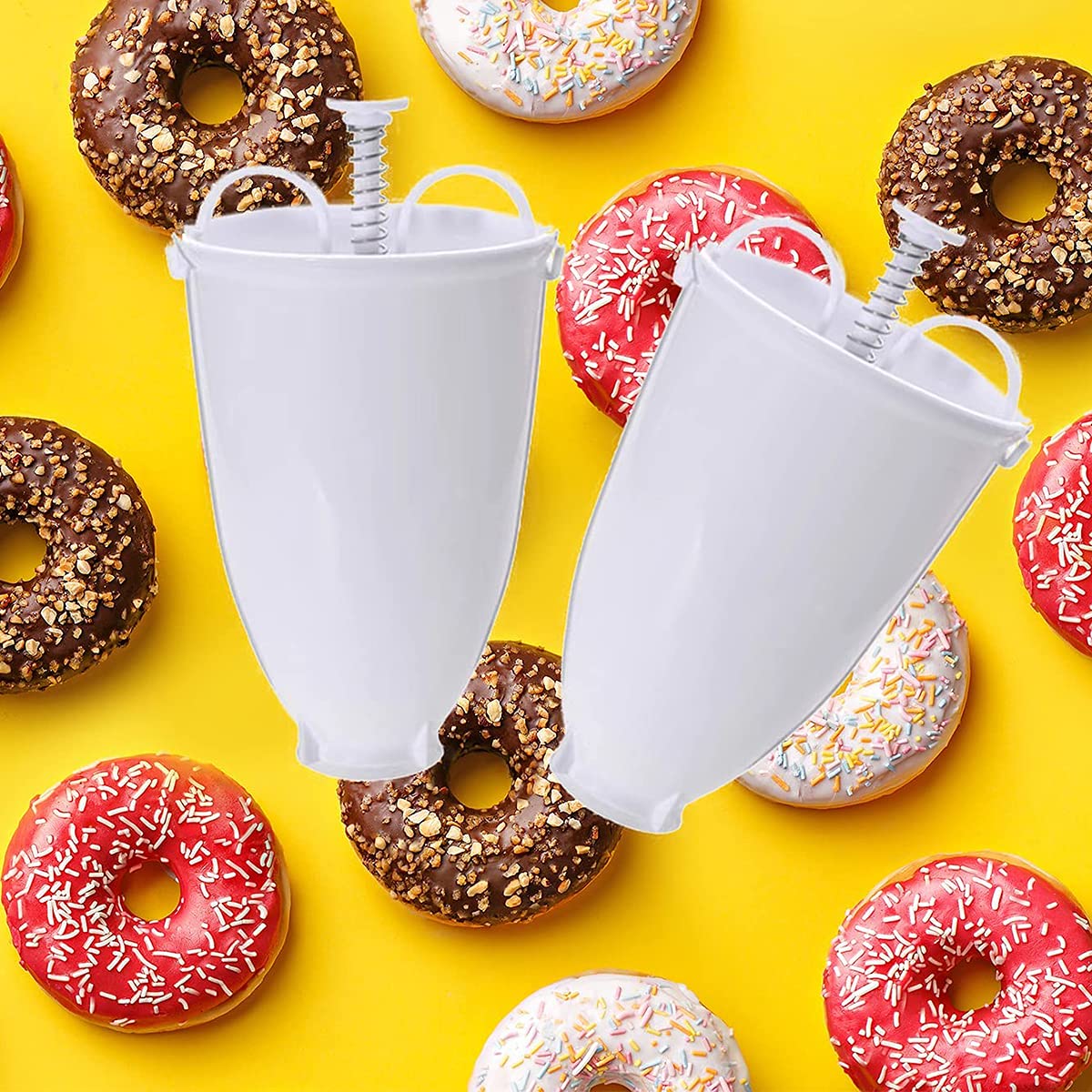 3-Piece DIY Donut Mold Set - Waffle Cake & Donut Maker Machine with Plastic Donut Mold - Perfect for Making Homemade Donuts, Cakes, Cookies & Bagels - Ideal for Birthday Parties, Baking Classes & Family Fun