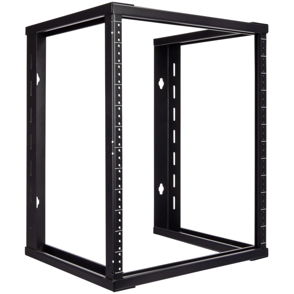 NavePoint 12U Wall Mount Open Frame 19 Inch Server Rack - 16 Inch Depth, Black | Network Equipment & AV Installation for Home & Office