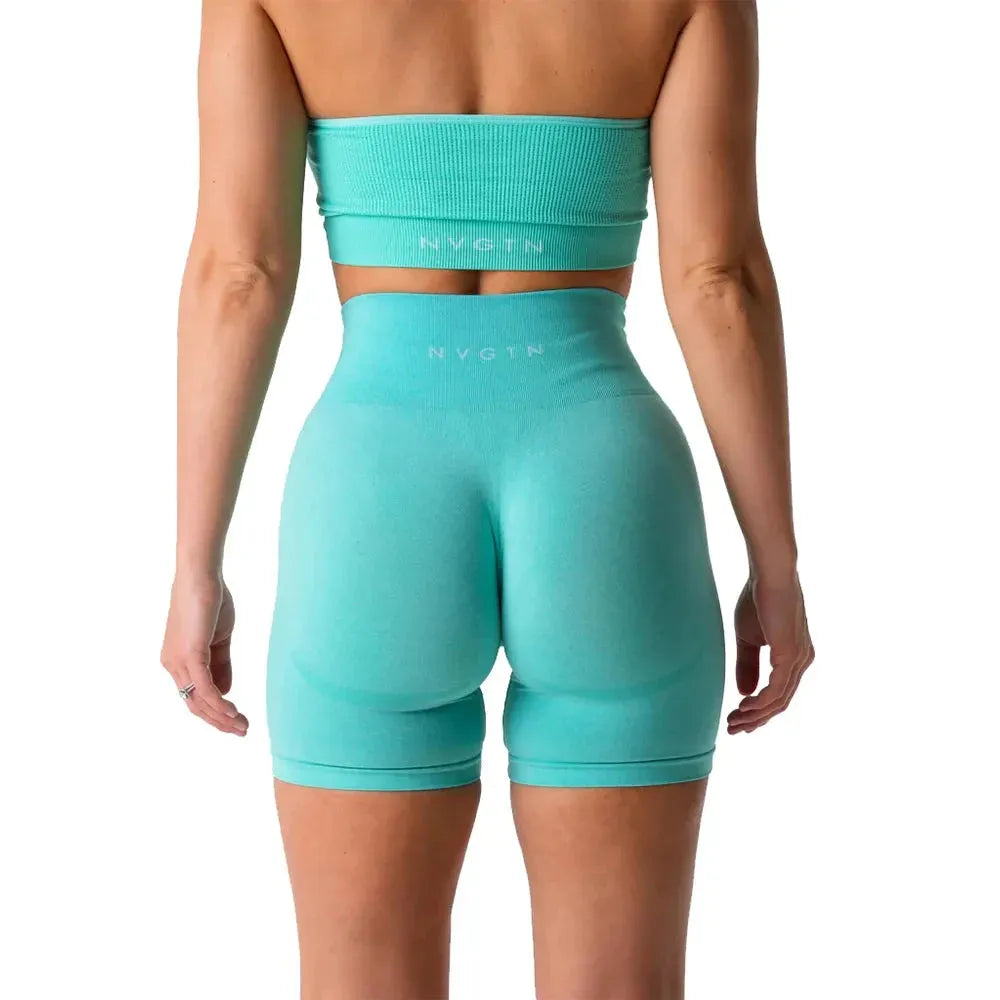 NVGTN High Waisted Seamless Shorts for Women - Smile Contour Yoga Biker Shorts | Perfect for Gym, Workout & Casual Wear
