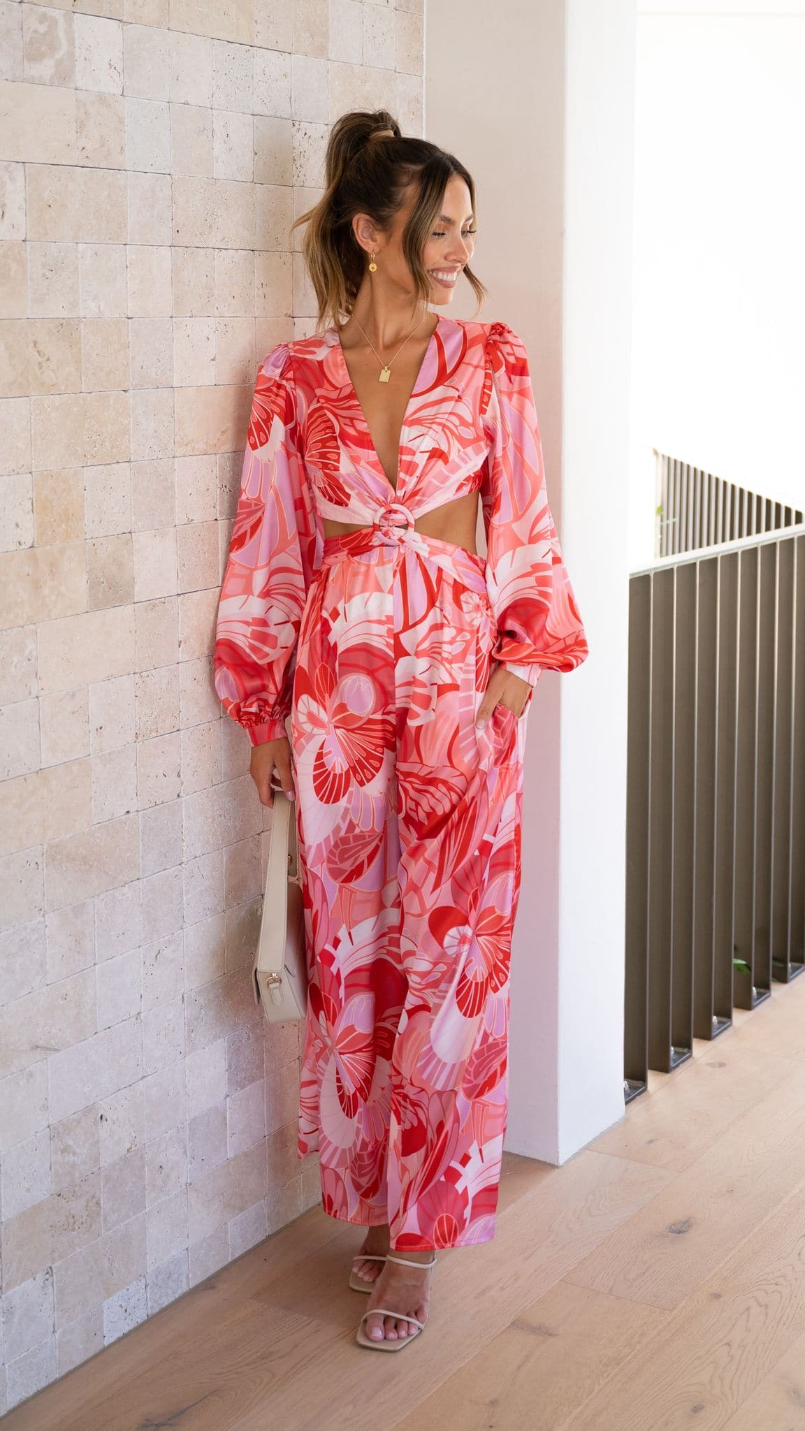 Angela Women's Pink Floral Jumpsuit - Stylish One-Piece Romper for Casual Outings, Summer Parties & Vacations