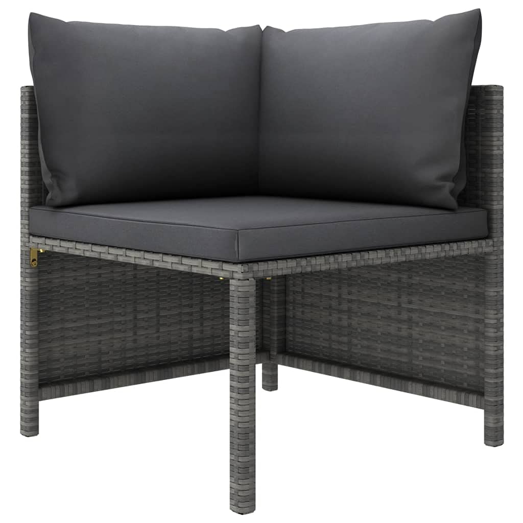 9-Piece vidaXL Patio Lounge Set - Modern Farmhouse Outdoor Sectional Sofa with Cushions & Footstool, Gray Poly Rattan Furniture for Backyard, Deck, or Poolside Relaxation