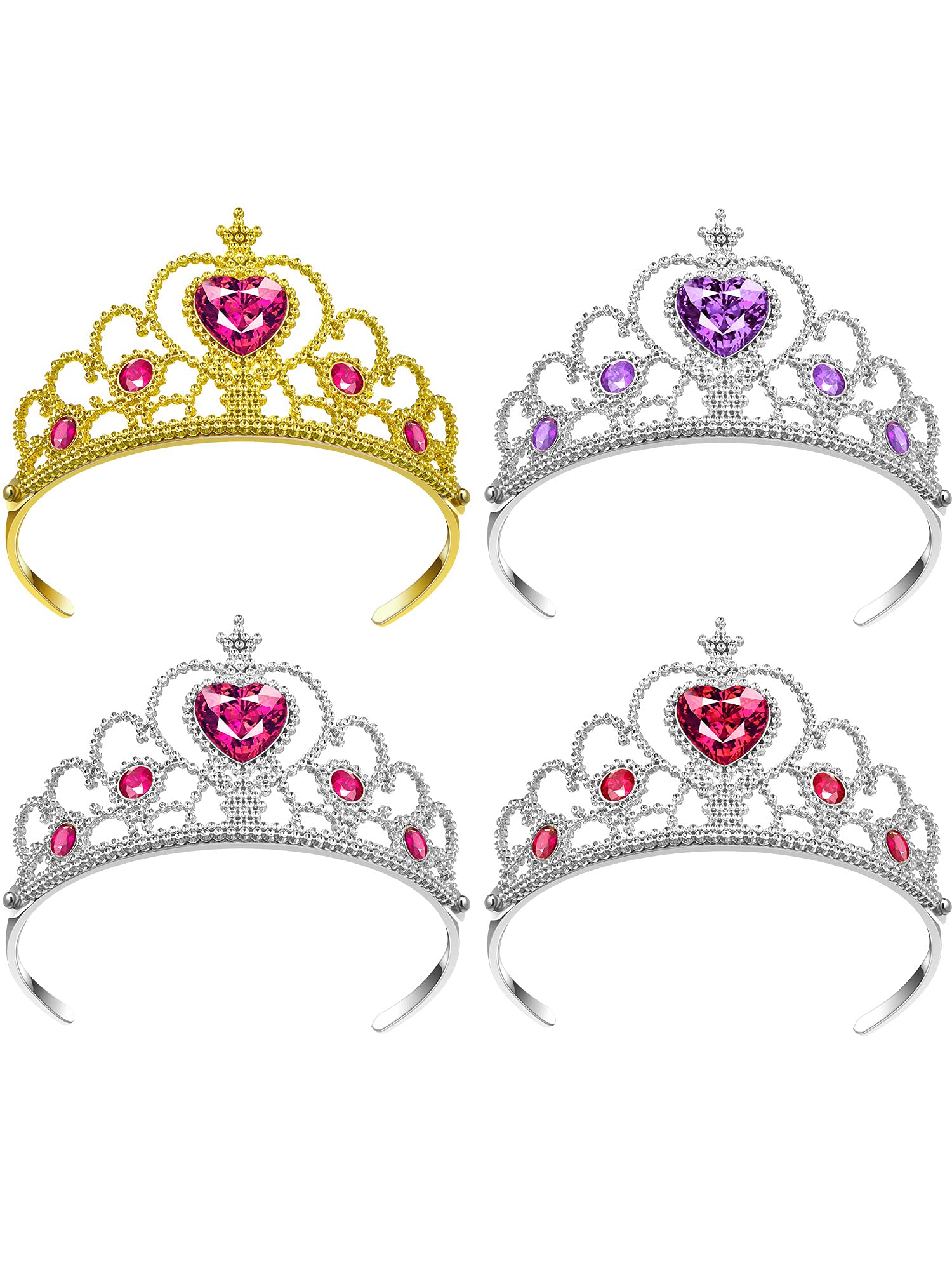 Sumind 4-Piece Princess Tiara Set for Girls - Sparkly Crown Headband, Dress Up Party Favors & Birthday Accessories - Perfect for Princess Themed Parties, Halloween Costumes & Dress-Up Play
