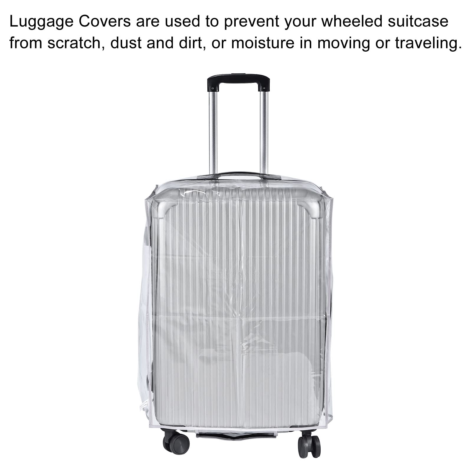 PATIKIL 18-Inch Universal Luggage Protector Cover - Clear PVC Waterproof Dustproof Suitcase Protector with Fastener (Grey) | Travel Accessories for Airplane, Train & Storage Protection