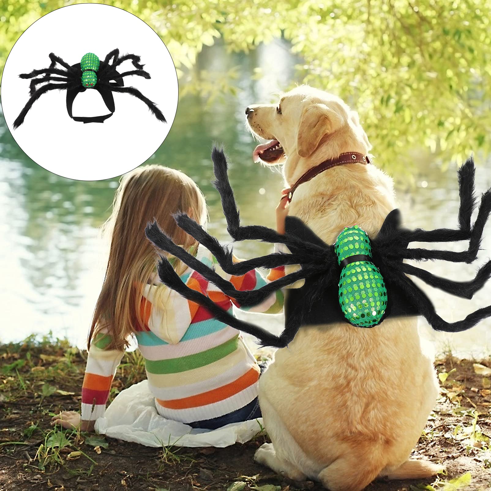 KESYOO Halloween Pet Costume for Dogs - Spider Cosplay Outfit with Harness | Warm Felt Cloth Puppy Costume for Halloween Parties, Winter Pet Fashion & Holiday Photo Shoots