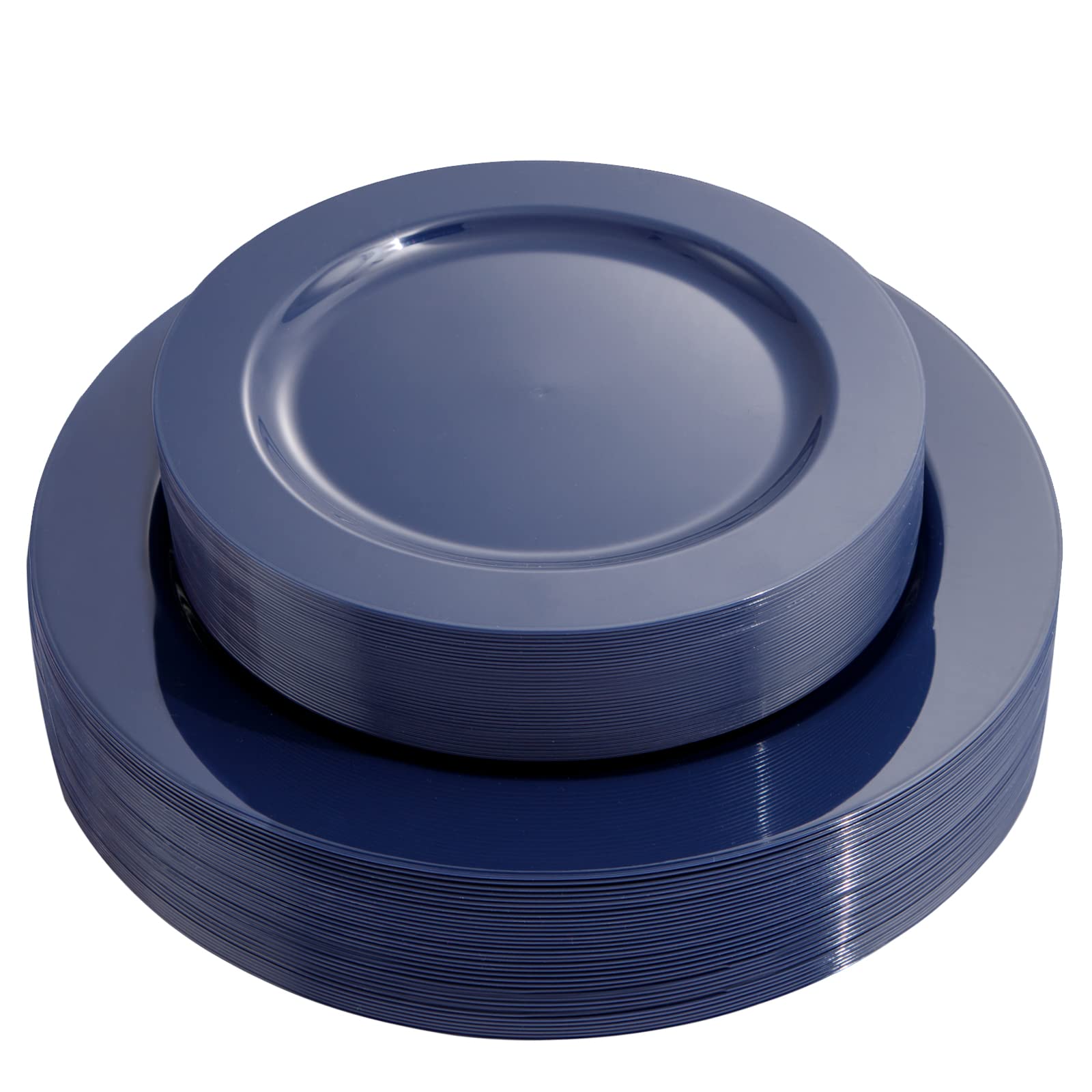 FLOWERCAT 60PCS Heavy Duty Blue Plastic Plates - Disposable Dinner & Dessert Plates Set for Party, Wedding, Father's Day, Hanukkah - 30PCS 10.25