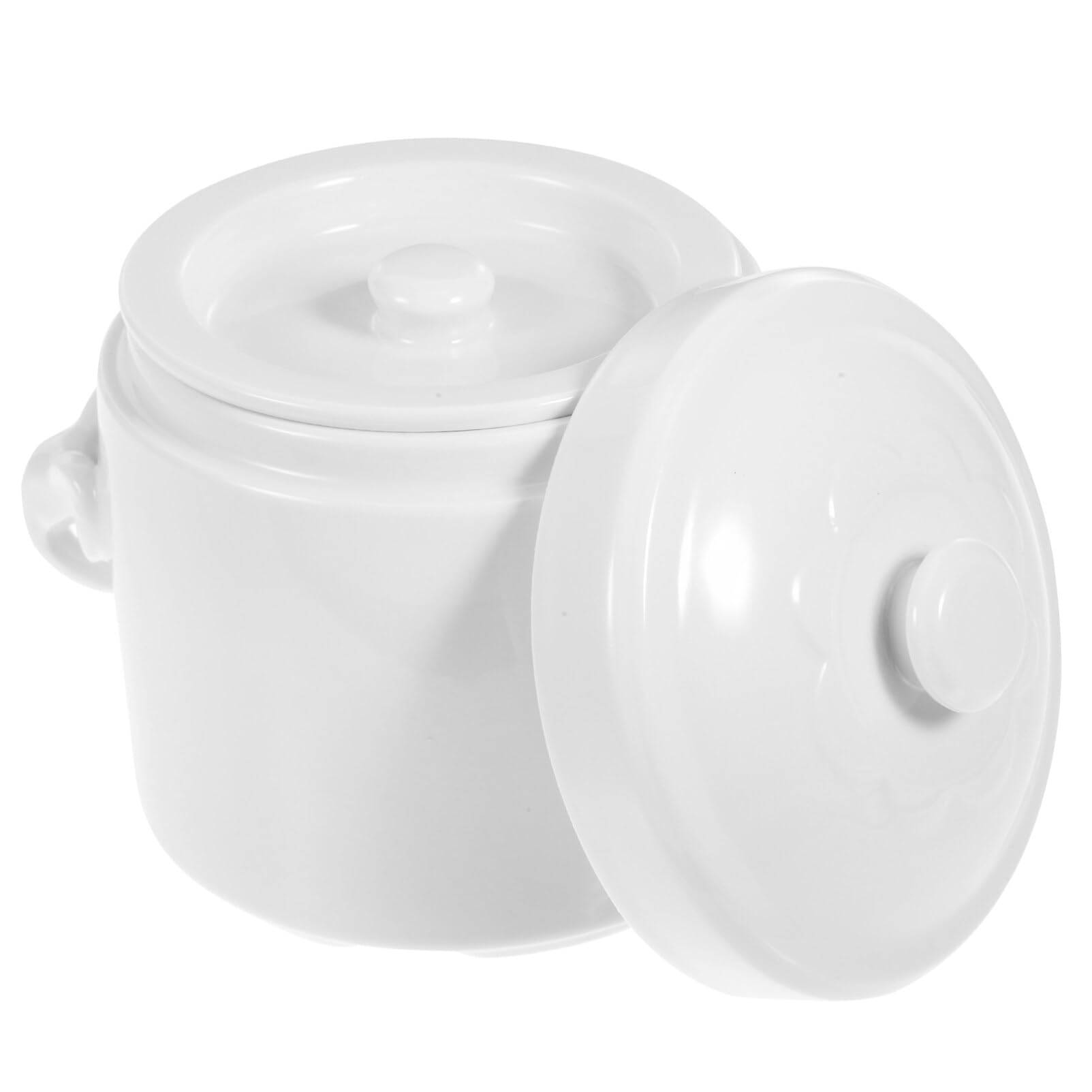 HEMOTON White Ceramic Stew Pot with Lid - 2.5QT Steam Soup Bowl with Handles, Steaming Cup for Soup, Noodles & Egg Custard | Perfect for Chinese Herbal Medicine, Bird's Nest & Home Cooking