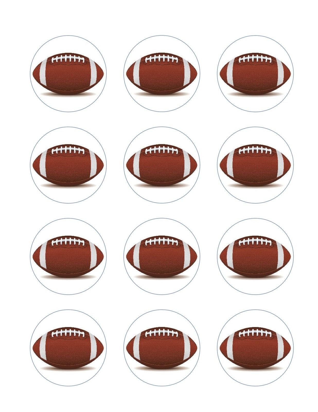 Football Shaped Edible Cupcake Toppers - 24 Pack Decorations for Birthday Parties, Baby Showers & Game Day Celebrations
