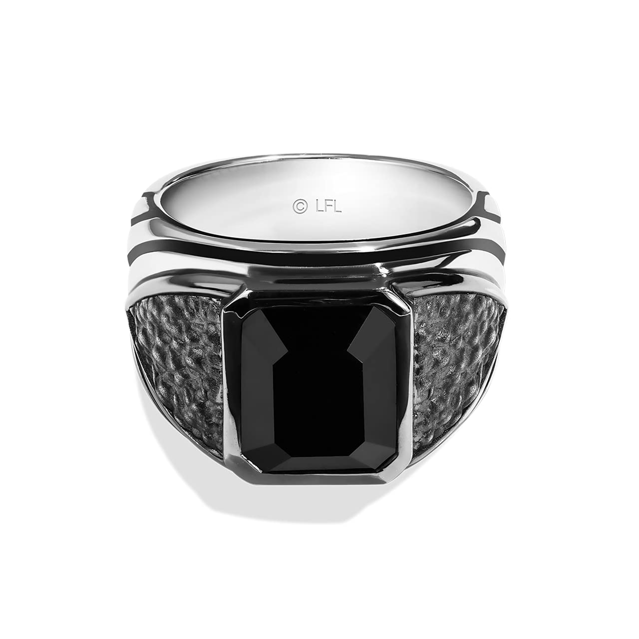 Star Wars™ Carbonite Fine Jewelry Ring for Men - Silver & Black Rhodium Band with Black Onyx Stone | Gift Box Included | Perfect for Cosplay, Collectors & Sci-Fi Fans | Official Licensed Star Wars Jewelry for Geeks & Fans